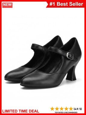 Mary Jane Kitten Heels Faux Leather Buckle Strap Dress Pumps
